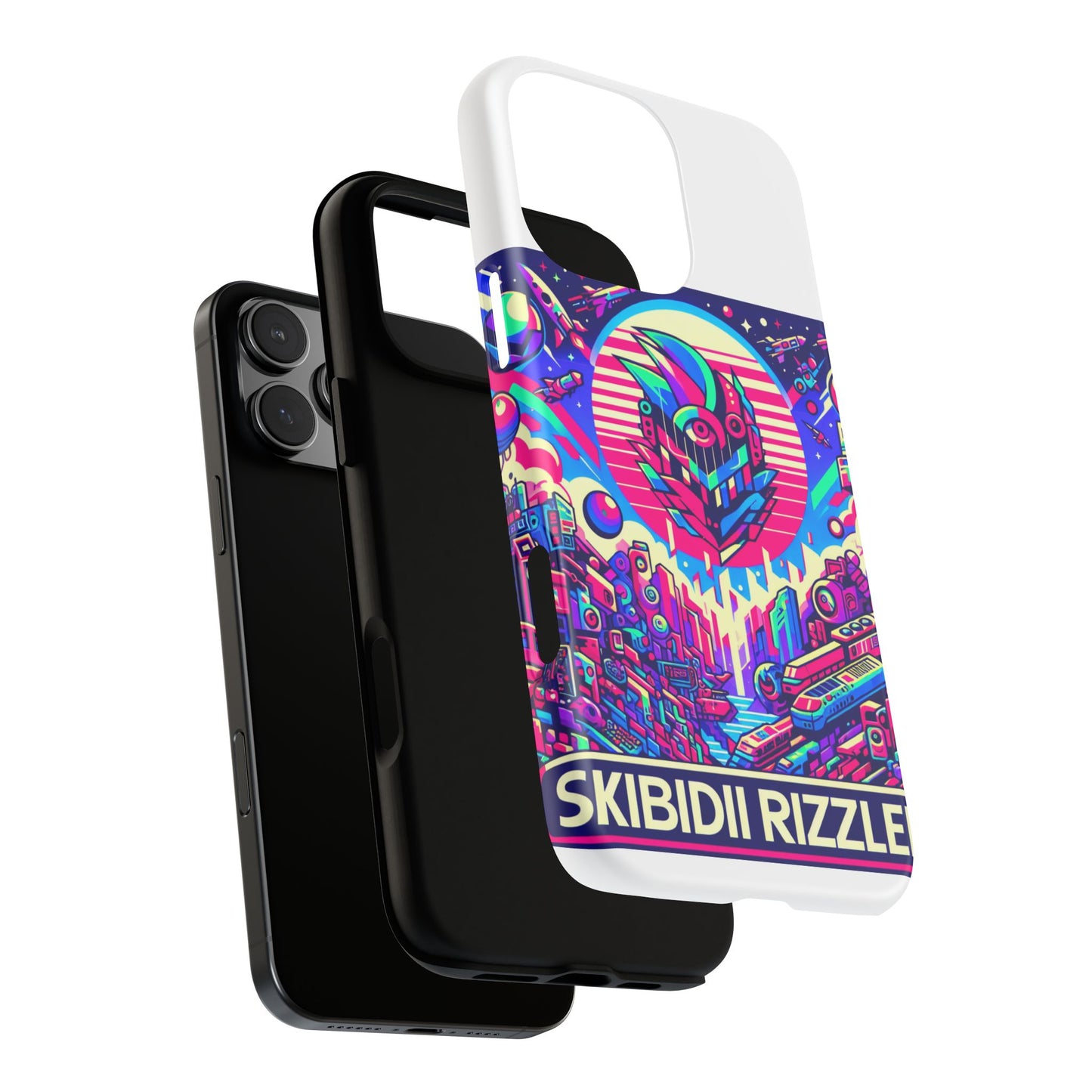 skibidi rizzler protective phone case with 3d wrap design, shock absorbing tpu silicone, uv protected, ideal gift for anime and comic culture fans