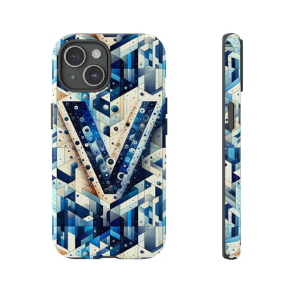 Blue Alphabet V Phone Case for Samsung and iPhone Shockproof Protective Cover with 3D Wrap Design and UV Resistance