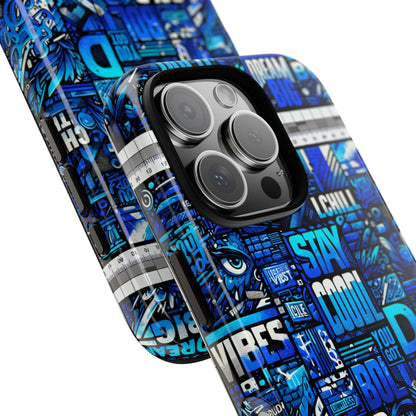 Vibrant 3D Wrap Protective Phone Case in Blue Typography Design for Unique Style – Stylish Protection Compatible with iPhone 13, 14, 15 & 16 – All Models Including Pro, Pro Max & Plus