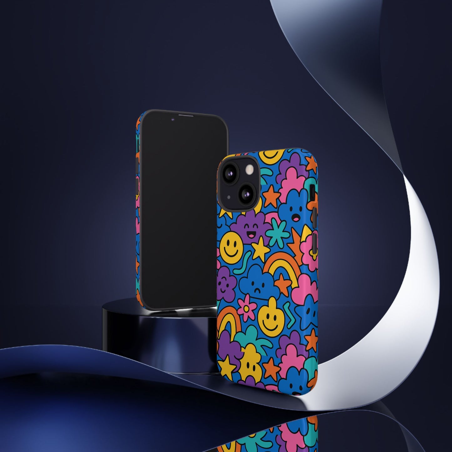 vibrant cartoon protective phone case with playful multicolour design – unisex fashion accessory – compatible with iphone 13, 14, 15 & 16 – all models including pro, pro max & plus