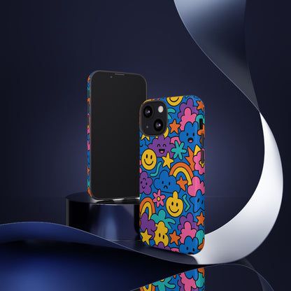 Vibrant Cartoon Protective Phone Case with Playful Multicolour Design – Unisex Fashion Accessory – Compatible with iPhone 13, 14, 15 & 16 – All Models Including Pro, Pro Max & Plus