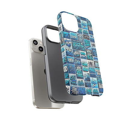 Vibrant Blue 3D Wrap Protective Phone Case Featuring Retro Alphabet Design for Stylish Smartphone Protection Compatible with iPhone 13, 14, 15 & 16 – all models including Pro, Pro Max & Plus