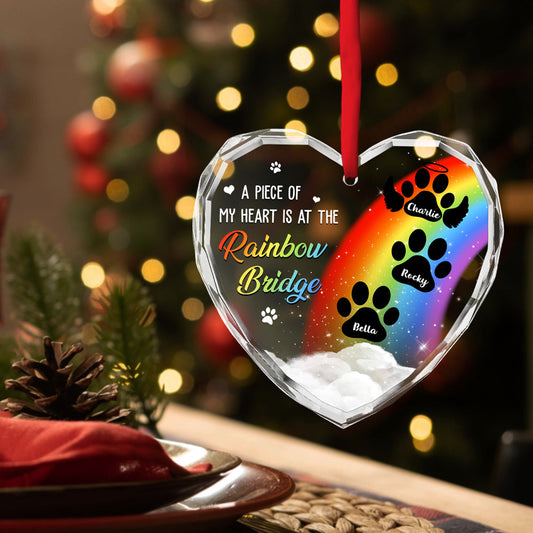 Piece Of Dog Mom Heart - Custom Glass Ornament for Home Decor