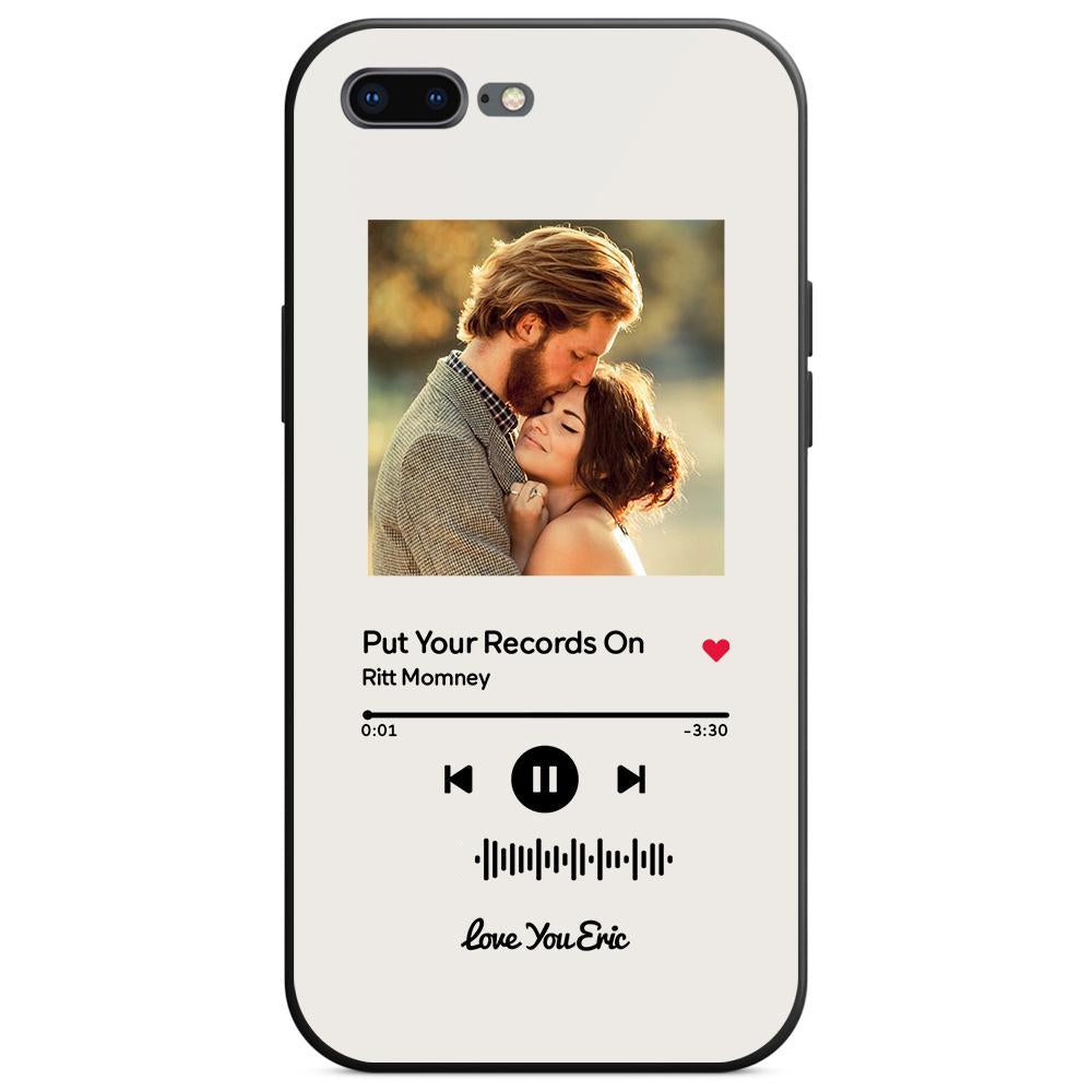 custom scannable music code glass iphone cases with picture for iphone series, slim lightweight design, anti-drop protection, easy clean, wireless charging compatible