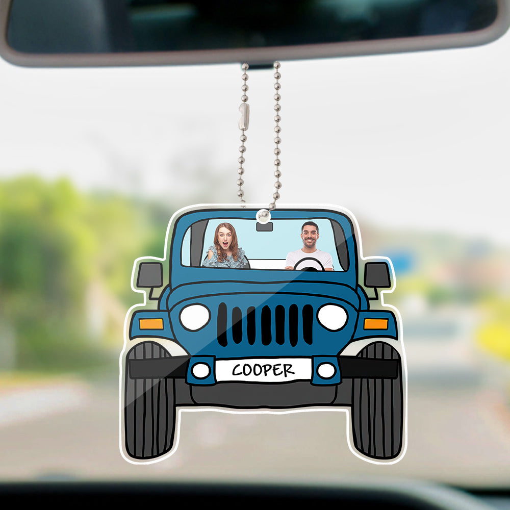 personalized off road car photos hanging ornament - acrylic decor with copper chain, lightweight and stylish interior decoration