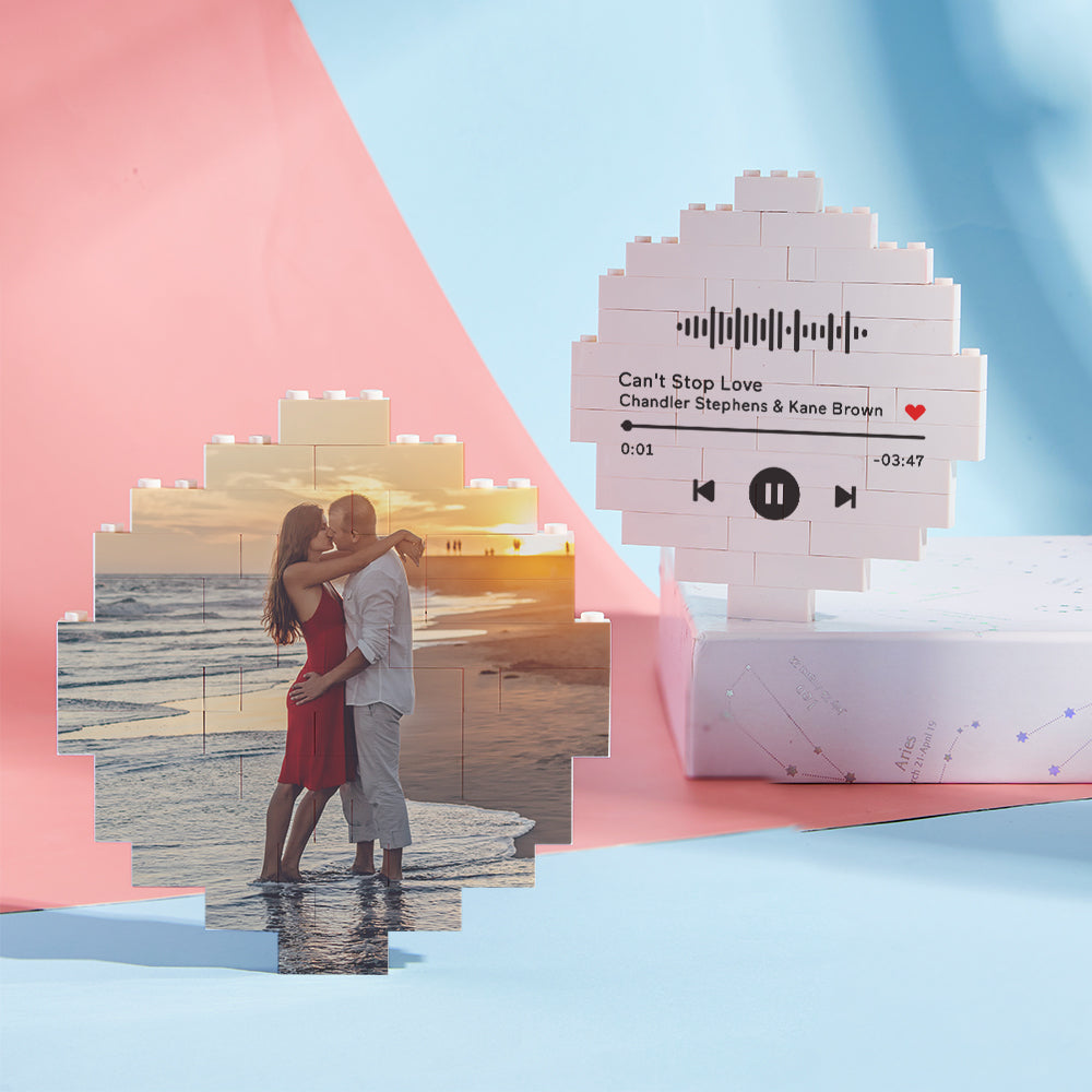 custom music code building block personalized photo brick puzzles for diy fun, creative projects, gifts for kids and adults, unique interlocking display, 5 sizes available