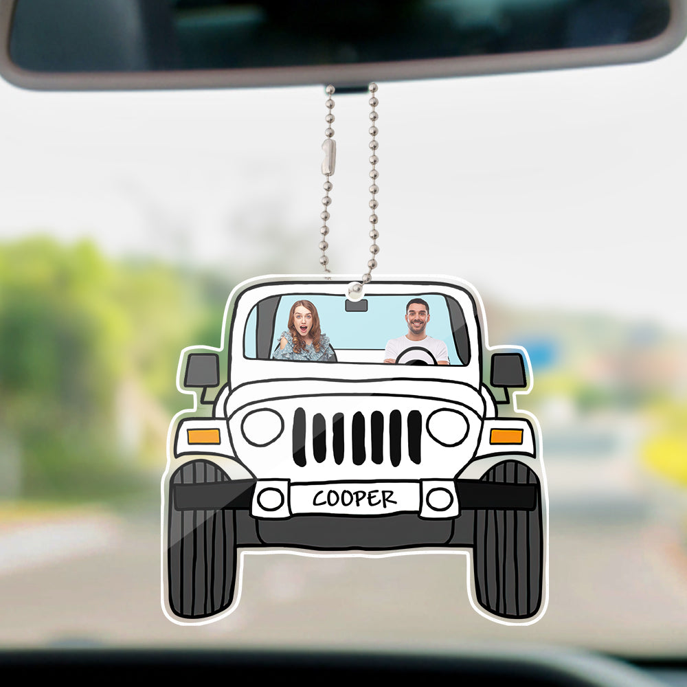 personalized off road car photos hanging ornament - acrylic decor with copper chain, lightweight and stylish interior decoration