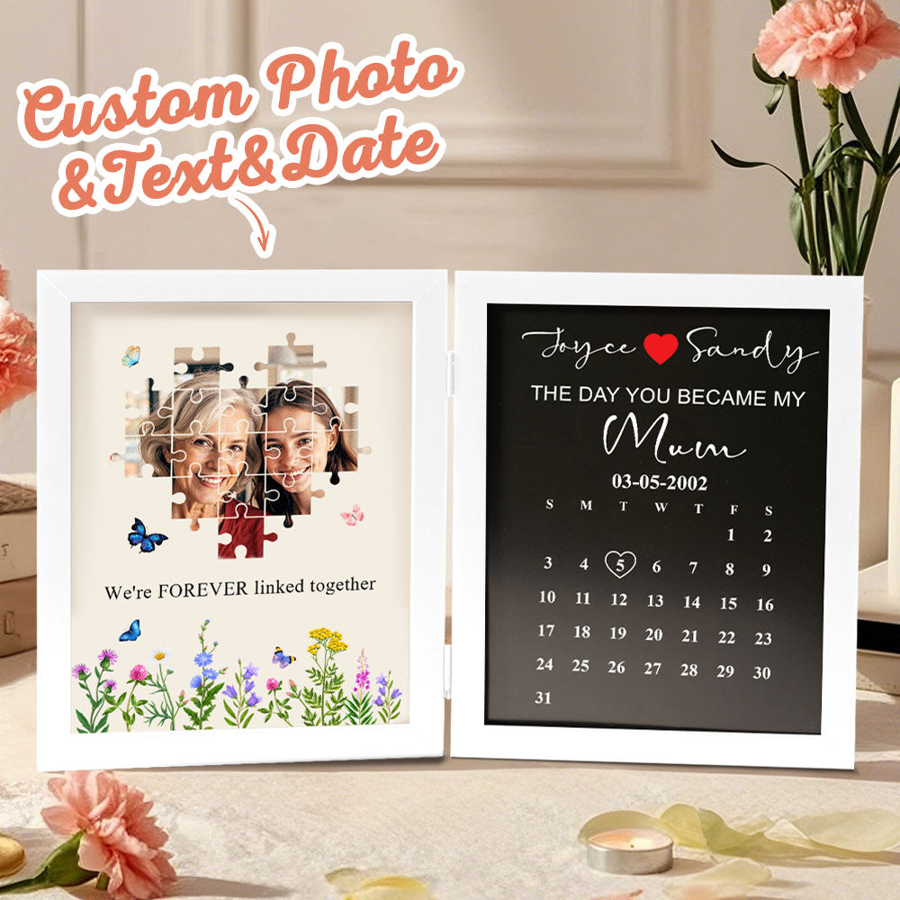 personalized the day you became my mother puzzle photo frame mother's day gift for mum, custom keepsake for celebrating special moments