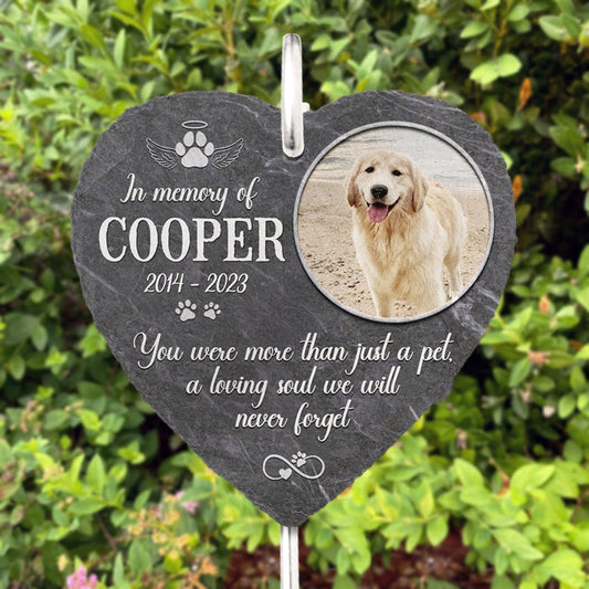 Personalized Memorial Garden Slate & Hook - Pet Memorial Stone, Cemetery Decorations For Grave, Sympathy Gifts For Loss Of Dog