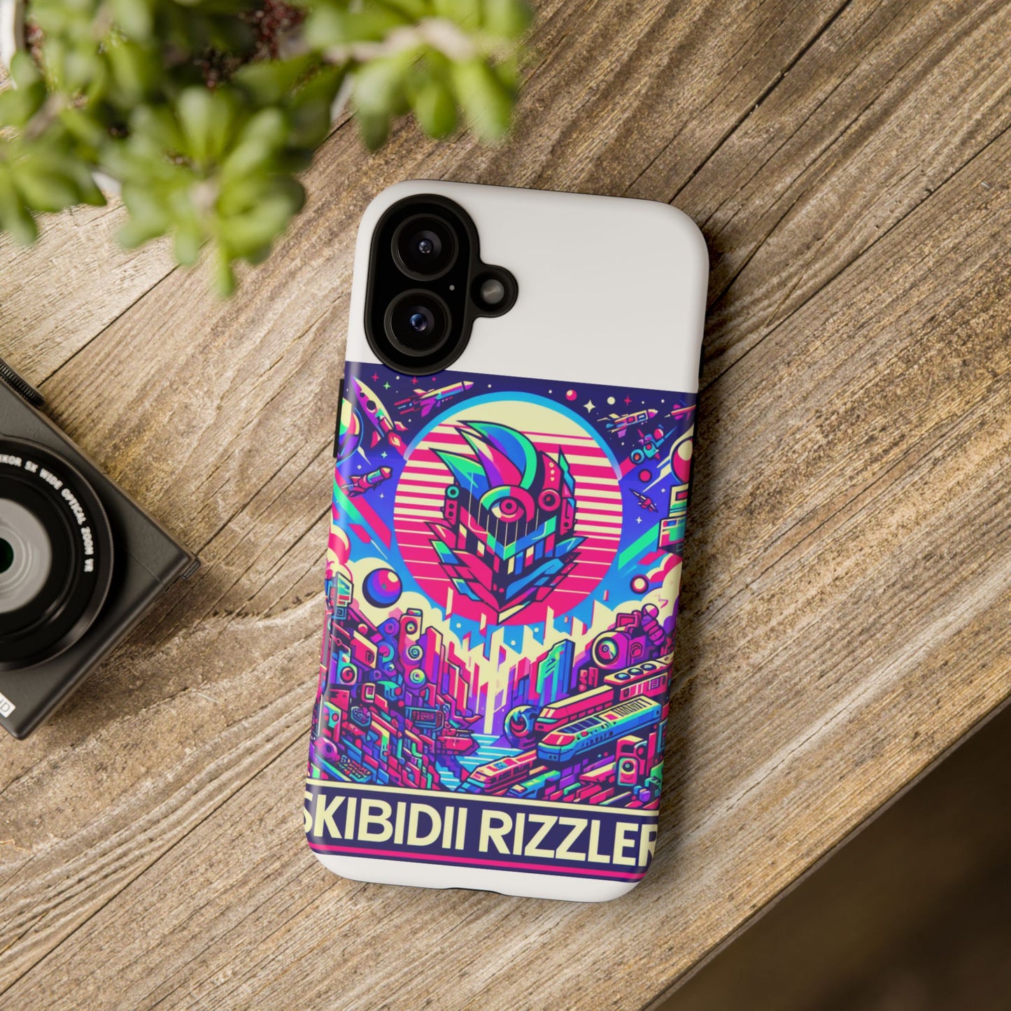 skibidi rizzler protective phone case with 3d wrap design, shock absorbing tpu silicone, uv protected, ideal gift for anime and comic culture fans