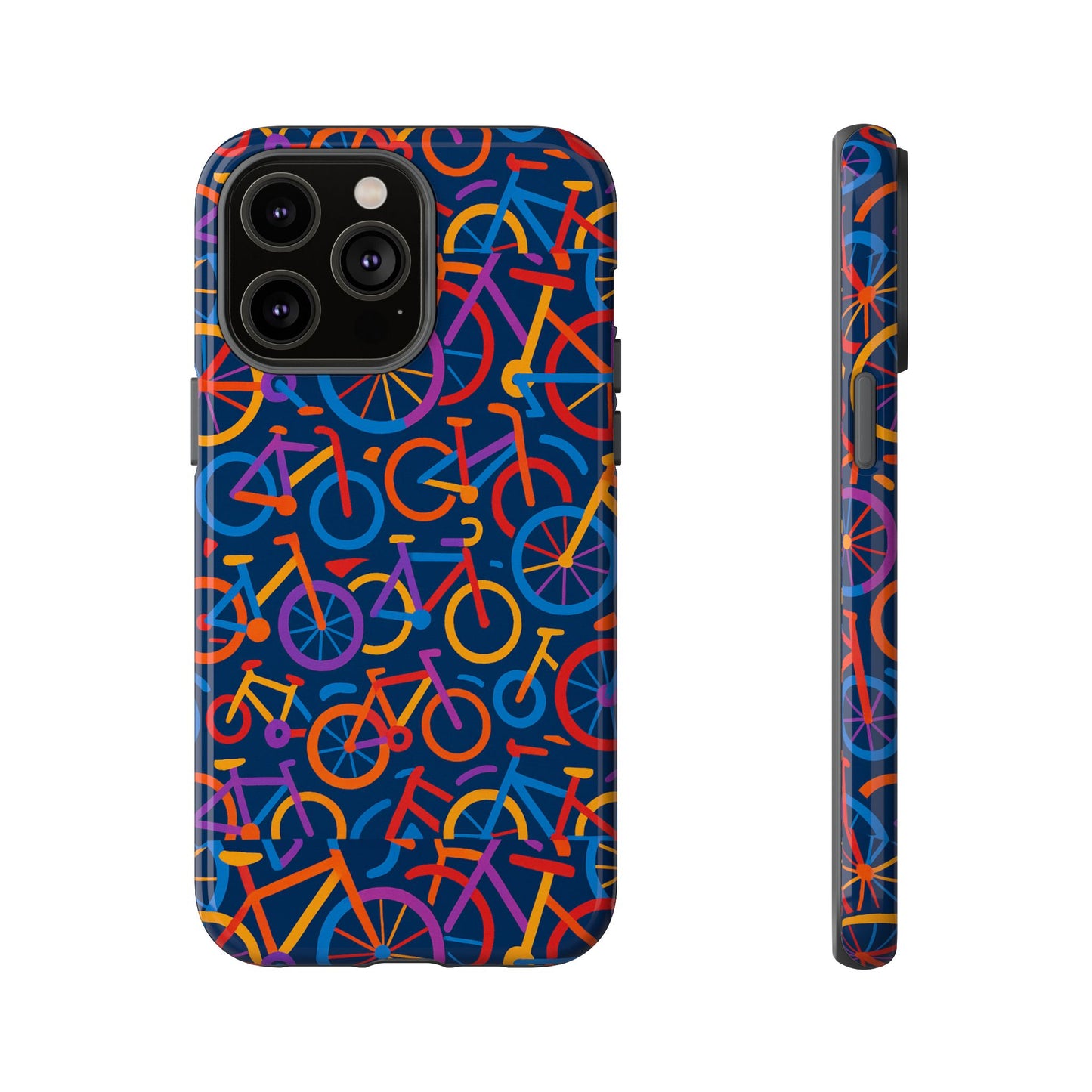 multicolour 3d bicycle pattern protective phone case stylish design for creative individuals compatible with iphone 13, 14, 15 & 16 – all models including pro, pro max & plus