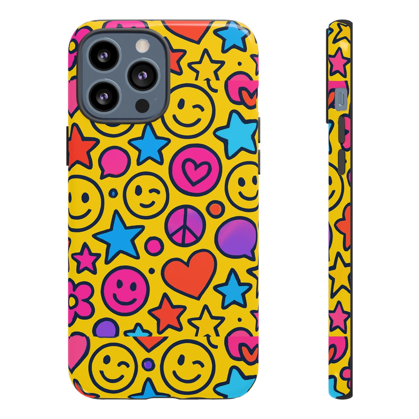 multicolour emoji protective phone case with 3d wrap design for stylish protection and individual expression compatible with iphone 13, 14, 15 & 16 – all models including pro, pro max & plus