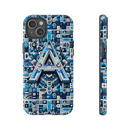 Blue Alphabet Letter A Phone Case for iPhone and Samsung Galaxy Durable Shockproof Cover with 3D Wrap Design Kids and Teenagers Gift