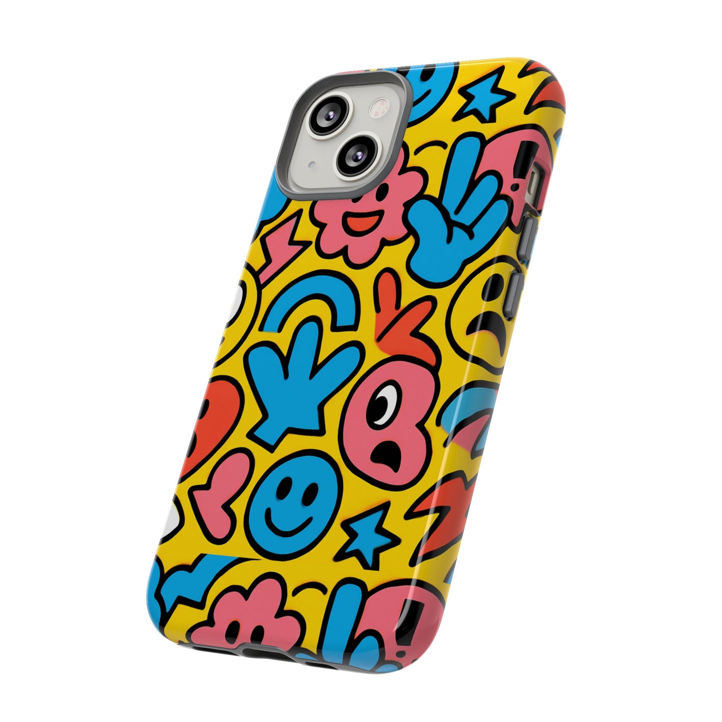 vibrant emoji phone case with fun 3d multicolour design, playful protective cover for kids and teens, compatible with iphone 13, 14, 15 & 16 – all models including pro, pro max & plus