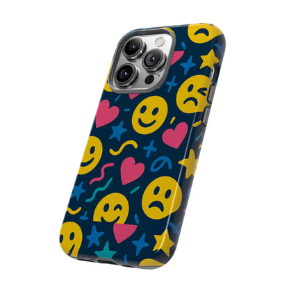 Vibrant Multicolour Emoji Phone Case with 3D Wrap Design for Playful Protection Compatible with iPhone 13, 14, 15 & 16 – all models including Pro, Pro Max & Plus