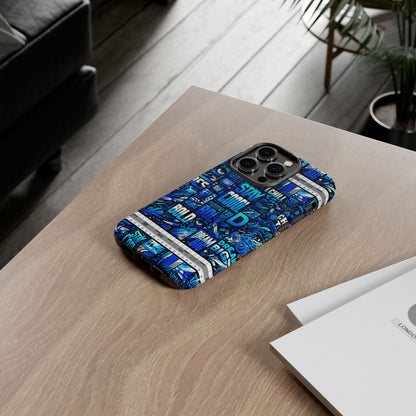 Vibrant 3D Wrap Protective Phone Case in Blue Typography Design for Unique Style – Stylish Protection Compatible with iPhone 13, 14, 15 & 16 – All Models Including Pro, Pro Max & Plus