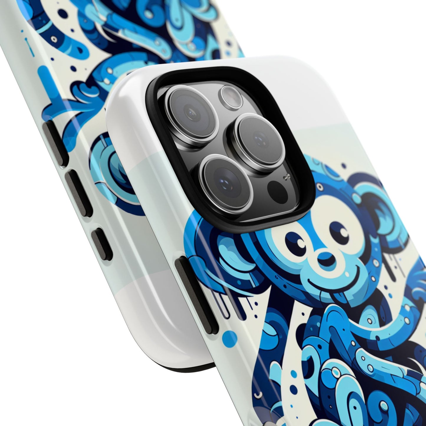 protective 3d wrap phone case with playful monkey design in blue – stylish protection for men and women compatible with iphone 13, 14, 15 & 16 – all models including pro, pro max & plus