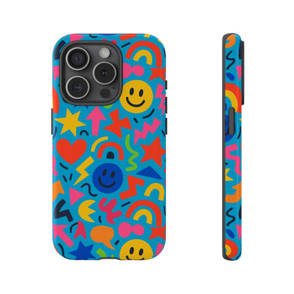 Multicolour 3D Wrap Protective Phone Case for Kids and Teens with Fun Geometric Design – Stylish Protection Compatible with iPhone 13, 14, 15 & 16 – all models including Pro, Pro Max & Plus