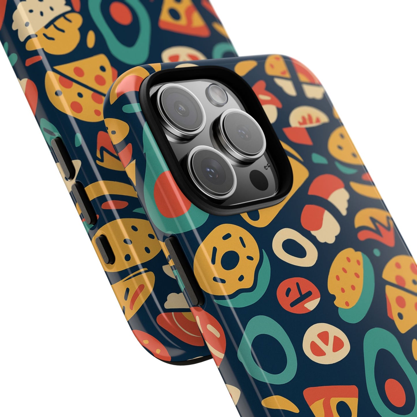 vibrant food-themed protective phone case with 3d design for stylish protection compatible with iphone 13, 14, 15 & 16 – all models including pro, pro max & plus