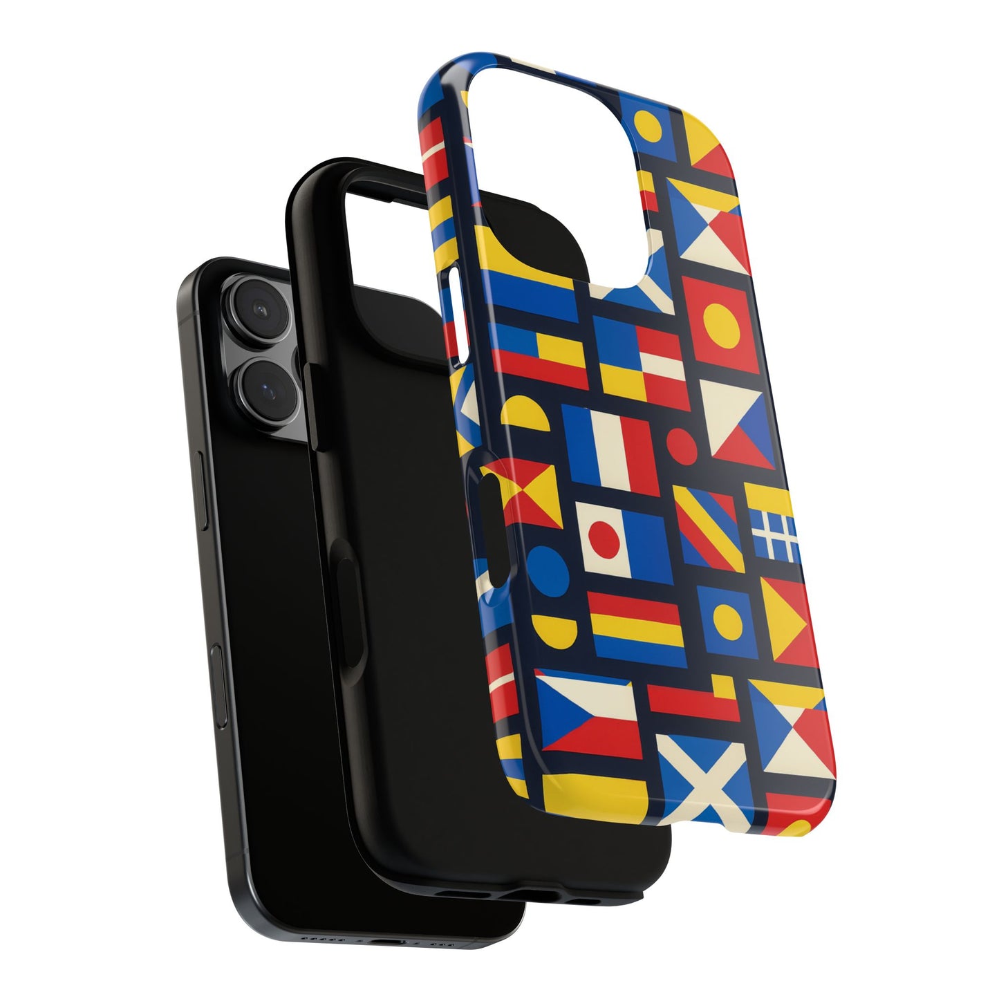 multicolour geometric protective phone case for smartphones, stylish protection and unique design, compatible with iphone 13, 14, 15 & 16 – all models including pro, pro max & plus