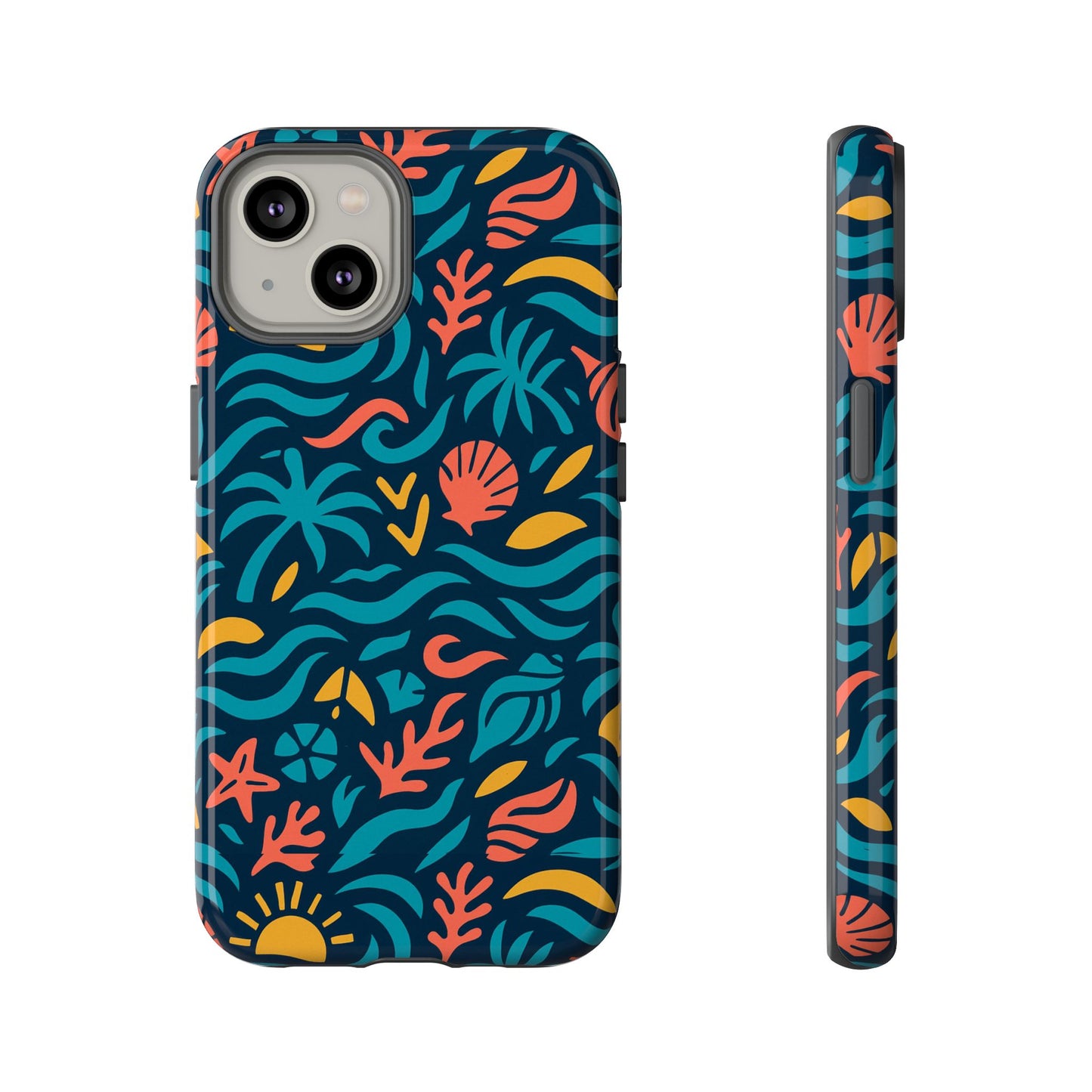 vibrant tropical pattern phone case with 3d design for stylish protection compatible with iphone 13, 14, 15 & 16 – all models including pro, pro max & plus
