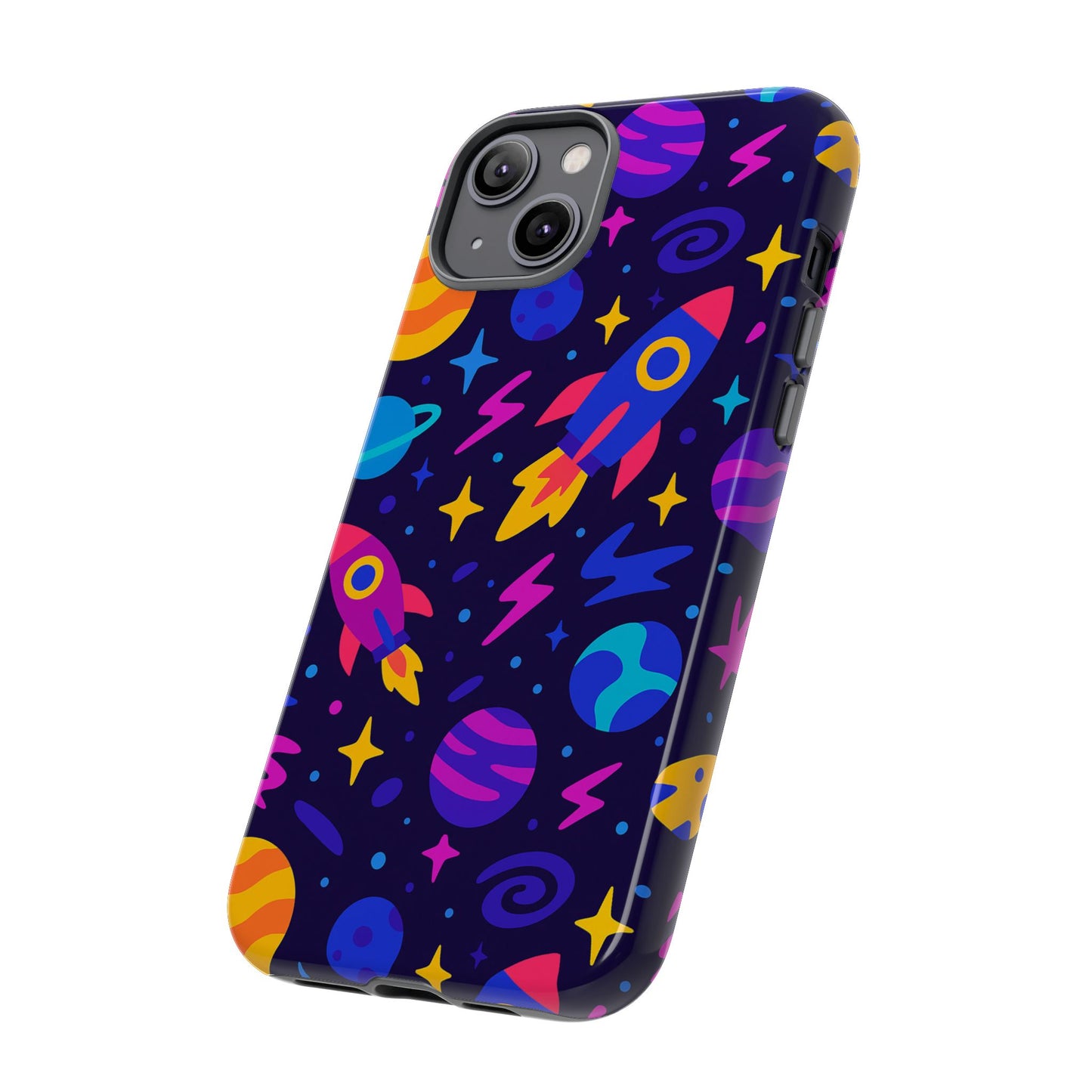 vibrant 3d wrap protective phone case with playful space theme for stylish self-expression compatible with iphone 13, 14, 15 & 16 – all models including pro, pro max & plus