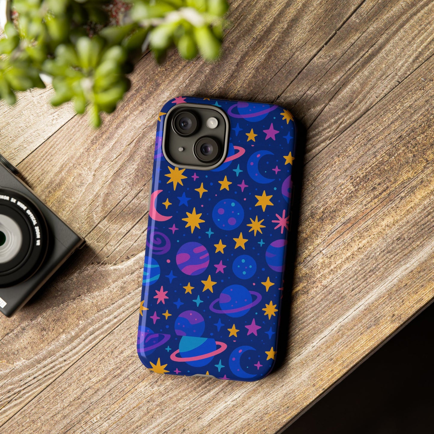 vibrant space theme protective phone case for unisex – colourful 3d design fashion accessory compatible with iphone 13, 14, 15 & 16 – all models including pro, pro max & plus