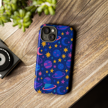 Vibrant Space Theme Protective Phone Case for Unisex – Colourful 3D Design Fashion Accessory Compatible with iPhone 13, 14, 15 & 16 – All Models Including Pro, Pro Max & Plus