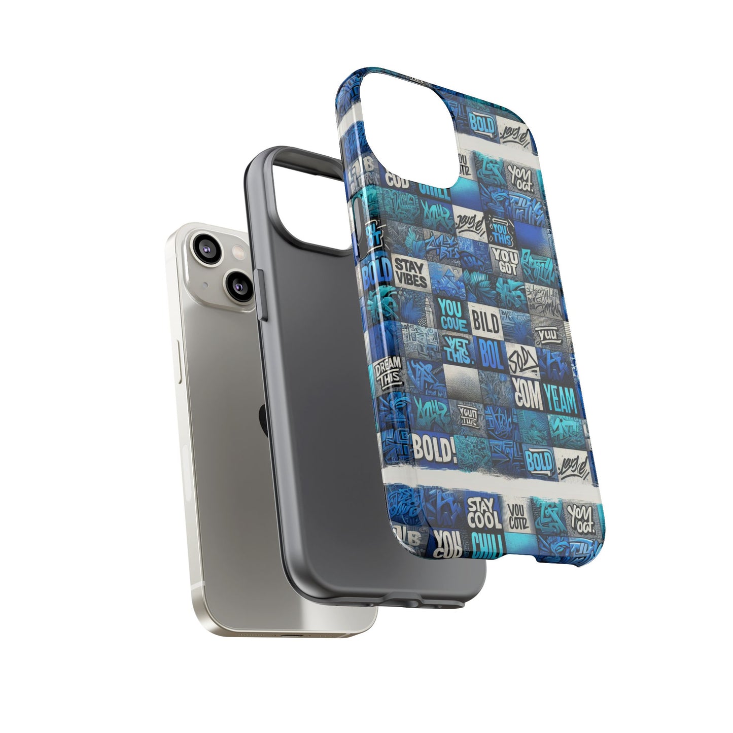 vibrant 3d graphic protective phone case with blue design – playful accessory for stylish protection compatible with iphone 13, 14, 15 & 16 – all models including pro, pro max & plus