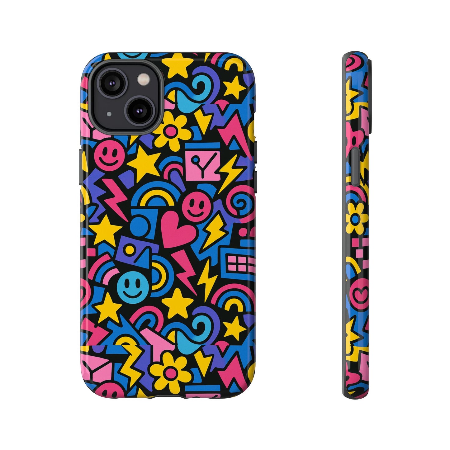 vibrant multicolour cartoon protective phone case – playful 3d design for stylish protection – compatible with iphone 13, 14, 15 & 16 – all models including pro, pro max & plus
