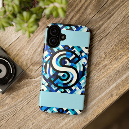Letter Blue Alphabet S Phone Case with 3D Wrap Design for Stylish Protection and Unique Retro Anime Comic Style