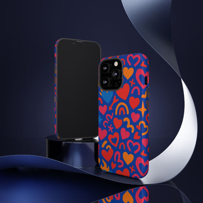 Vibrant Multicolour Heart Design Protective Phone Case Stylish Accessory for Self-Expression Compatible with iPhone 13, 14, 15 & 16 – all models including Pro, Pro Max & Plus