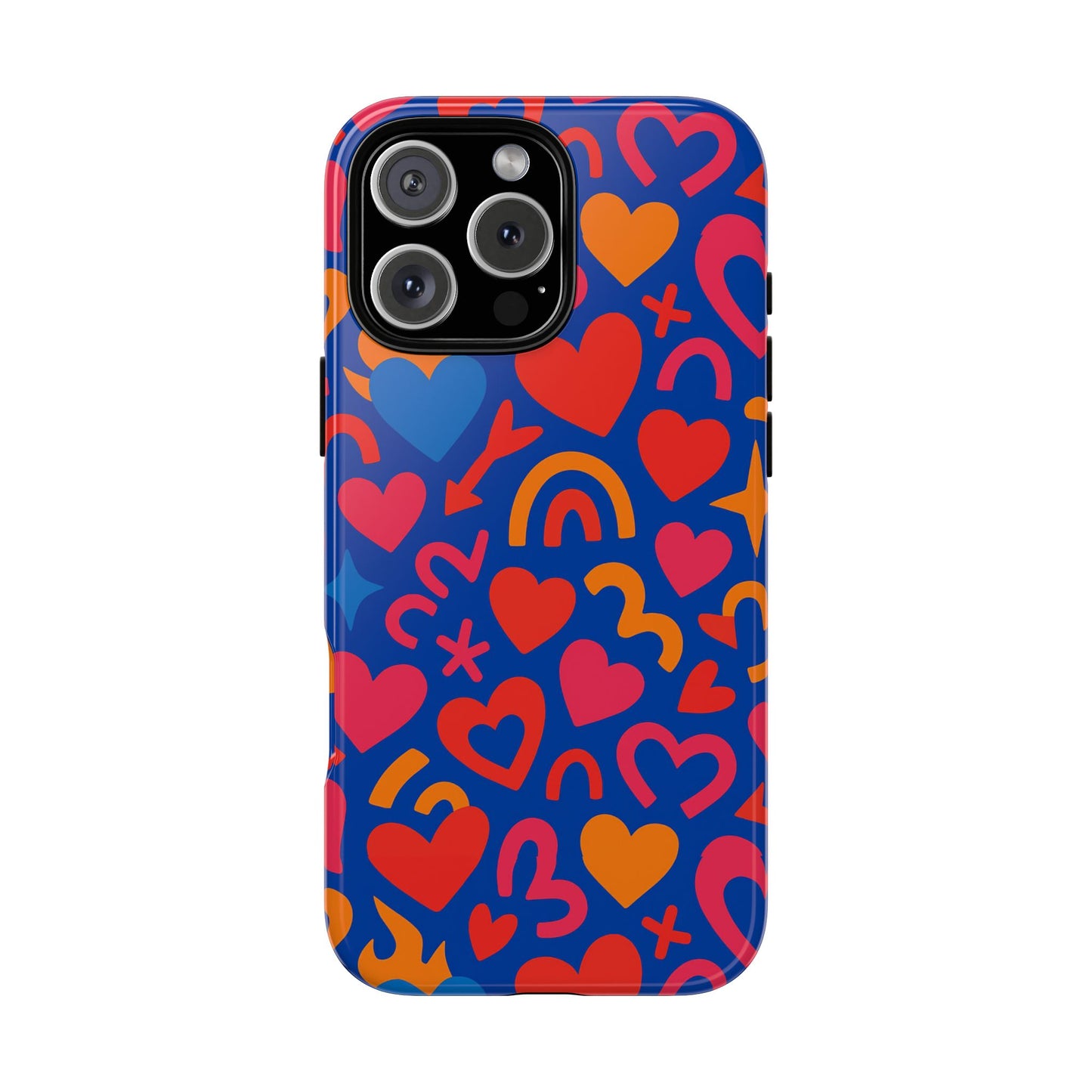 vibrant multicolour heart design protective phone case stylish accessory for self-expression compatible with iphone 13, 14, 15 & 16 – all models including pro, pro max & plus