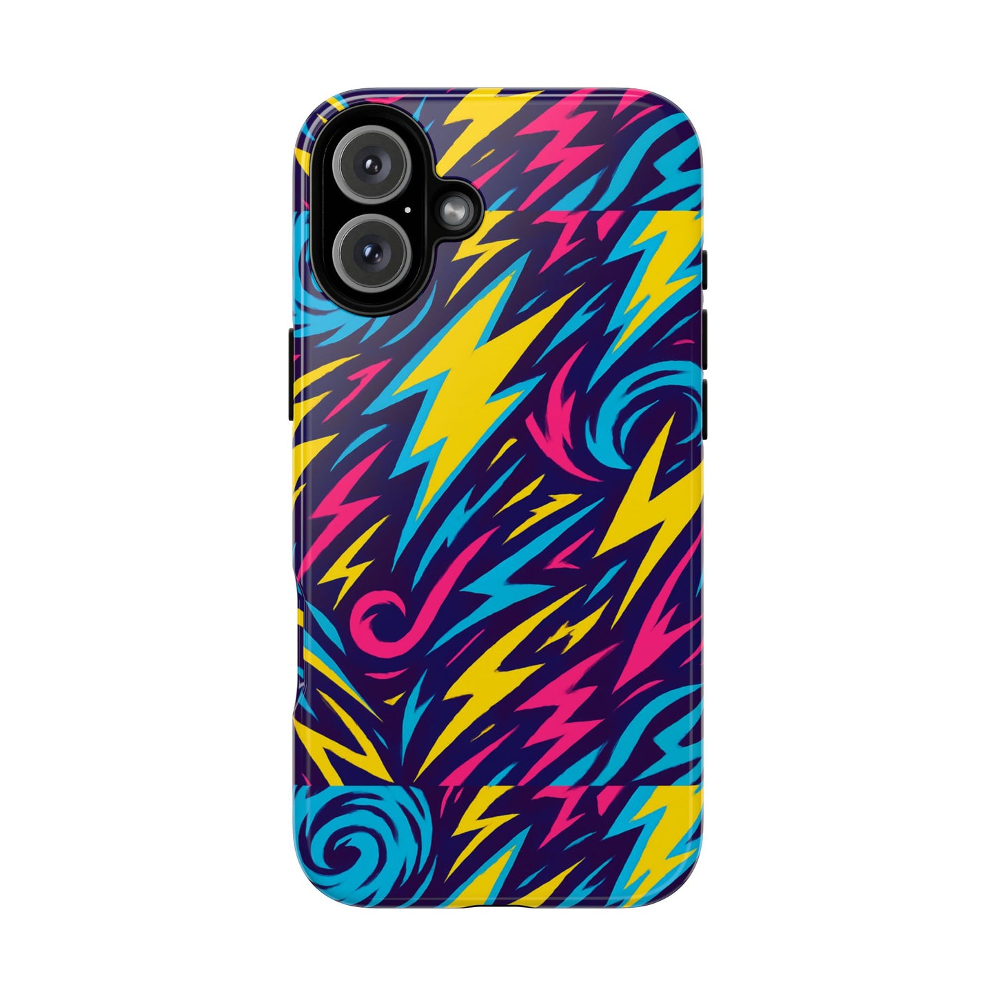 vibrant retro lightning bolt protective phone case with 3d design for fashion lovers compatible with iphone 13, 14, 15 & 16 – all models including pro, pro max & plus