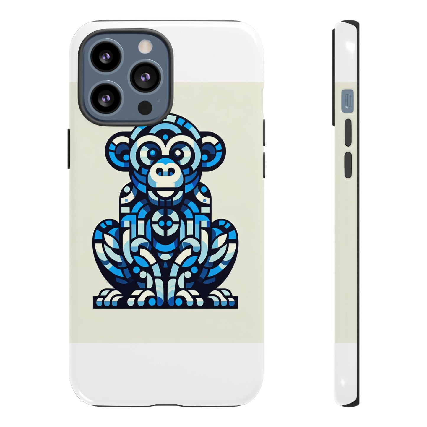 vibrant blue 3d wrap phone case with playful monkey design for creative individuals compatible with iphone 13, 14, 15 & 16 – all models including pro, pro max & plus