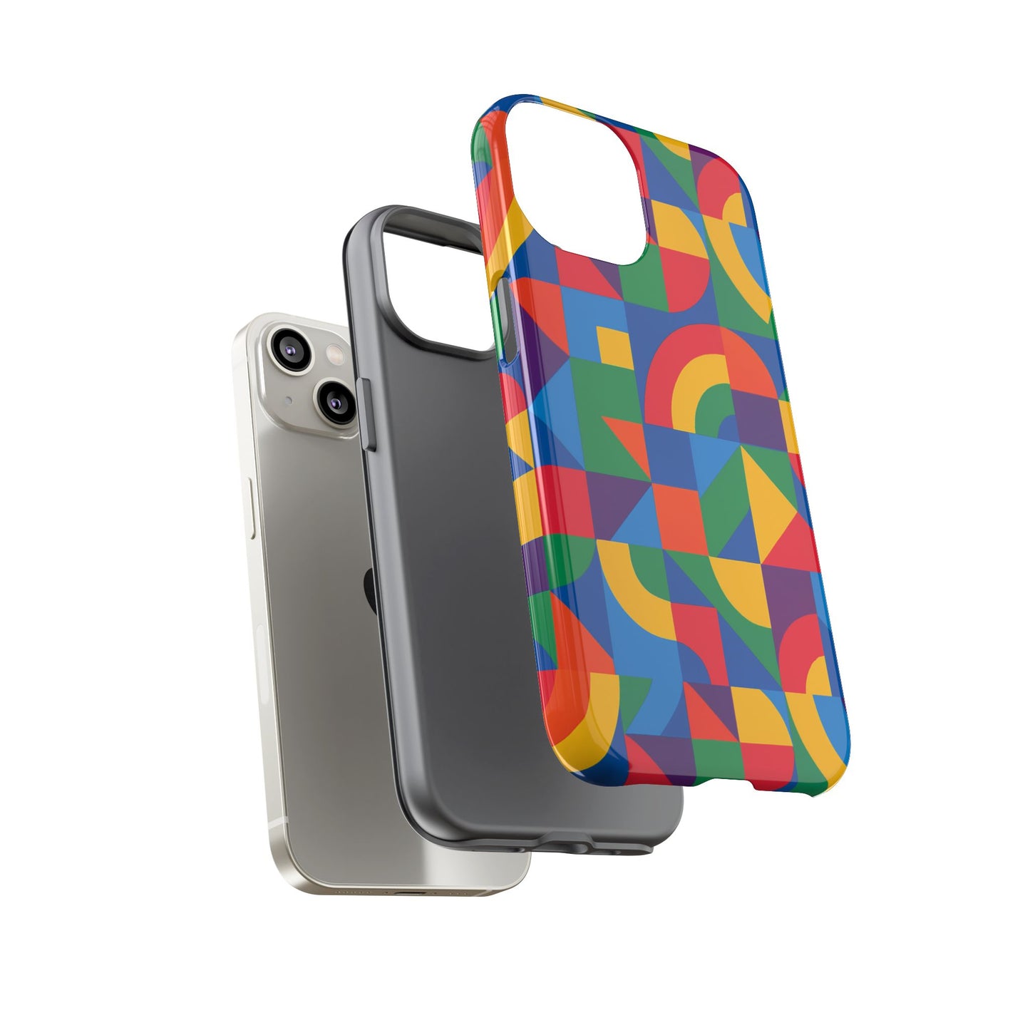 vibrant 3d geometric phone case with bold design stylish protection accessory compatible with iphone 13, 14, 15 & 16 – all models including pro, pro max & plus