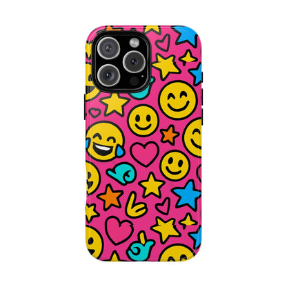 Vibrant Pink Emoji Phone Case with 3D Wrap Design for Stylish Protection Compatible with iPhone 13, 14, 15 & 16 – All Models Including Pro, Pro Max & Plus