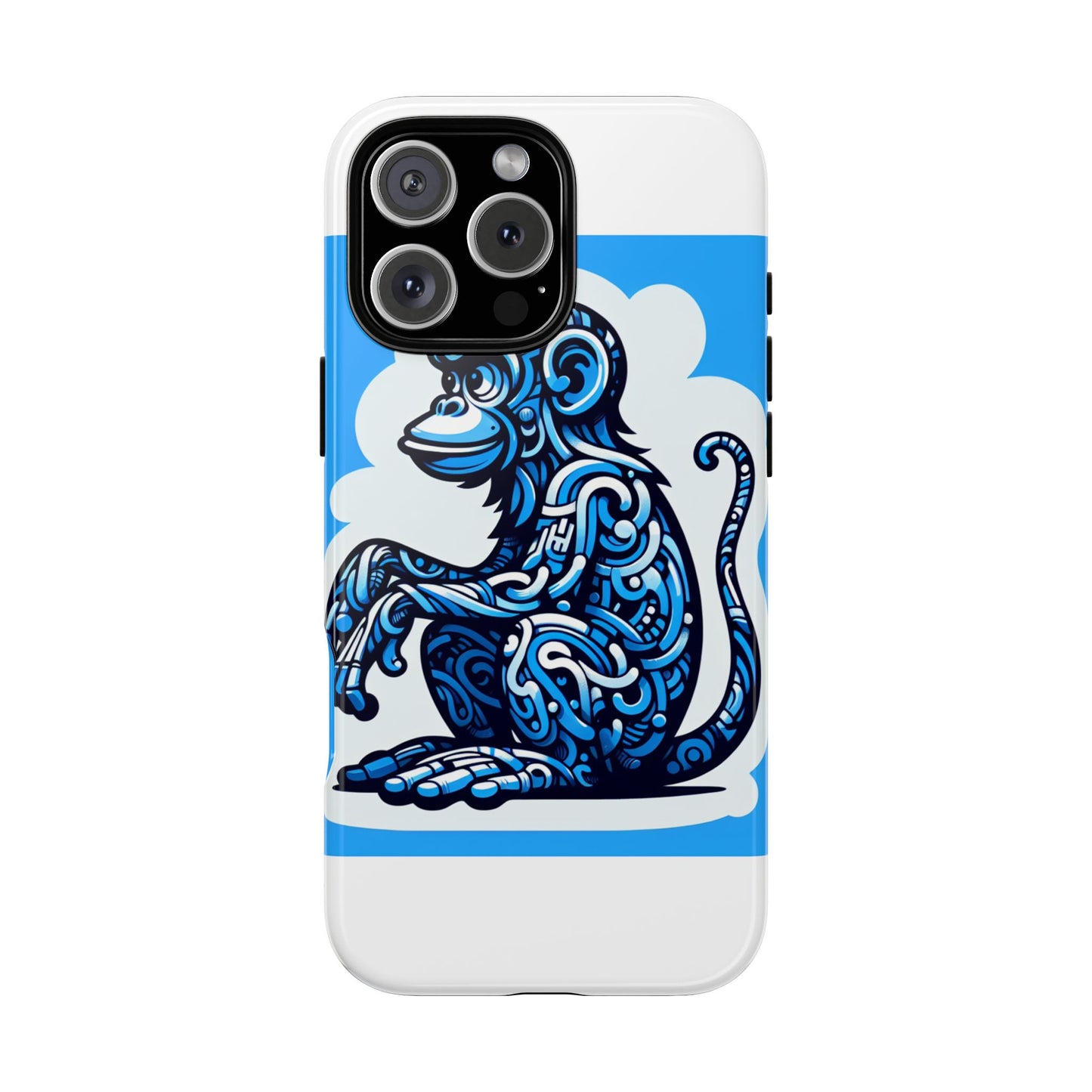 vibrant 3d monkey design phone case in blue – stylish protection for smartphones compatible with iphone 13, 14, 15 & 16 – all models including pro, pro max & plus