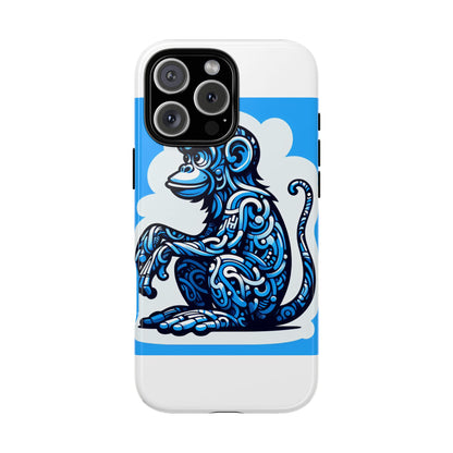 Vibrant 3D Monkey Design Phone Case in Blue – Stylish Protection for Smartphones Compatible with iPhone 13, 14, 15 & 16 – All Models Including Pro, Pro Max & Plus