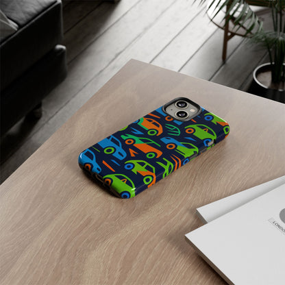 Vibrant 3D Car Pattern Protective Phone Case for Expressive Individuals Stylish Accessory Compatible with iPhone 13, 14, 15 & 16 – all models including Pro, Pro Max & Plus