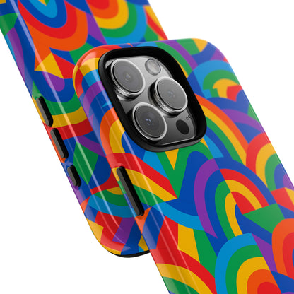 Multicolour Rainbow Protective Phone Case with 3D Design for Stylish Protection Compatible with iPhone 13, 14, 15 & 16 – All Models Including Pro, Pro Max & Plus