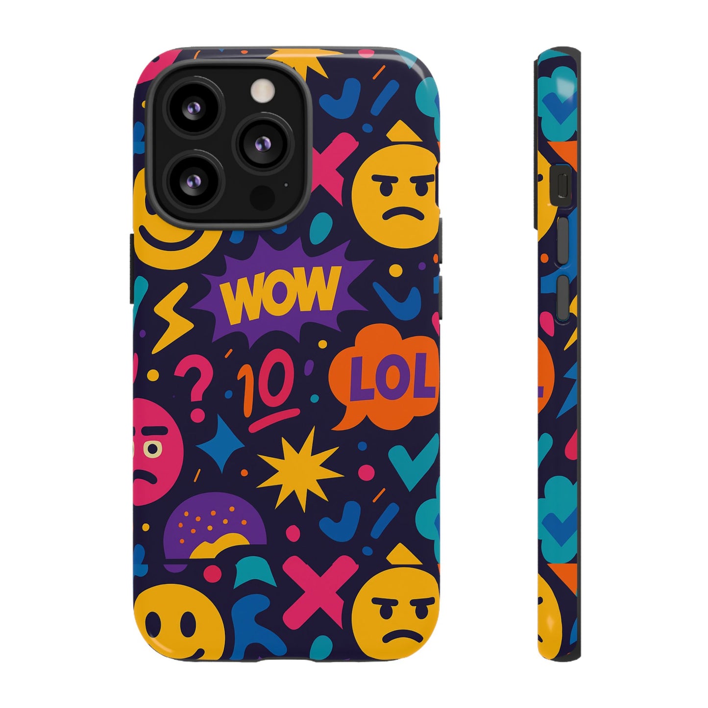 vibrant 3d emoji phone case with fun multicolour design for stylish protection compatible with iphone 13, 14, 15 & 16 – all models including pro, pro max & plus