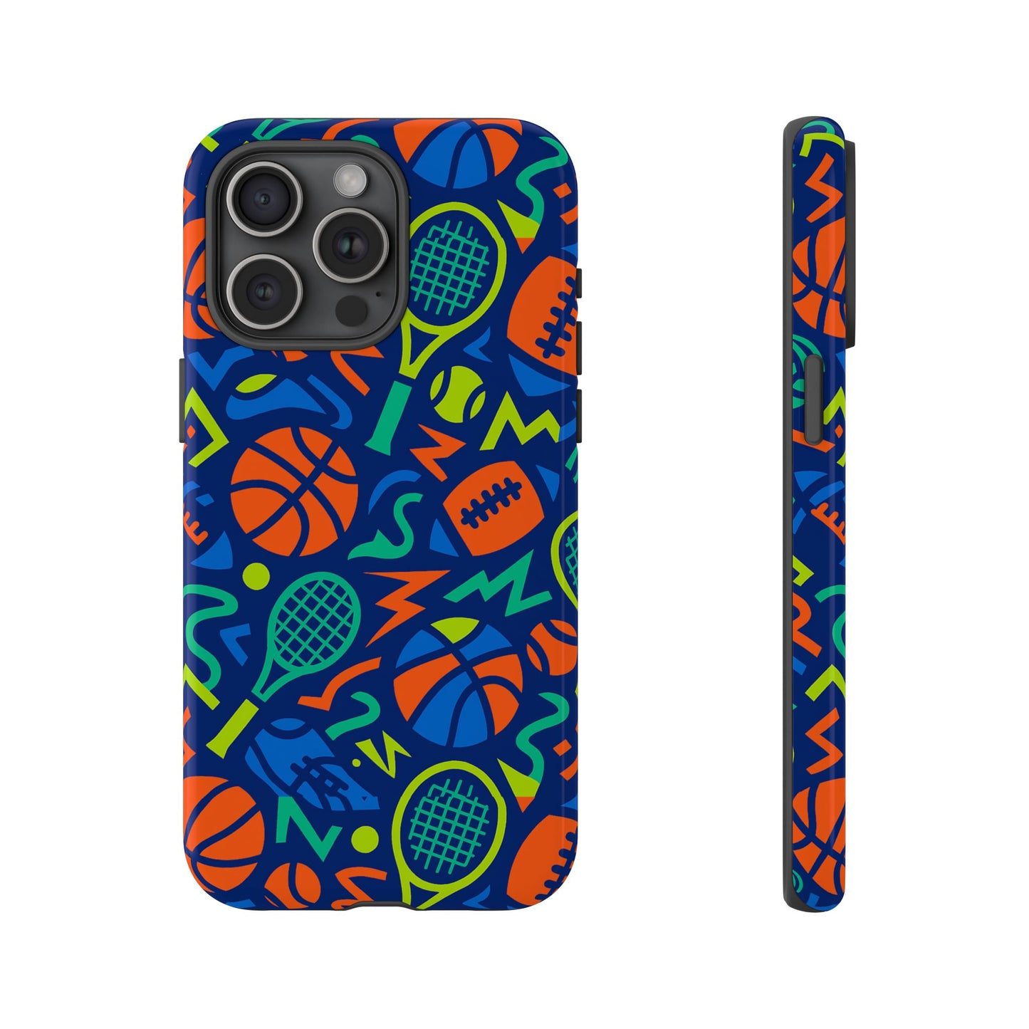 vibrant 3d sports pattern protective phone case for unisex – colourful accessory for stylish protection compatible with iphone 13, 14, 15 & 16 – all models including pro, pro max & plus
