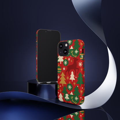 Vibrant Red Christmas Phone Case with Festive 3D Design for Stylish Protection Compatible with iPhone 13, 14, 15 & 16 – all models including Pro, Pro Max & Plus