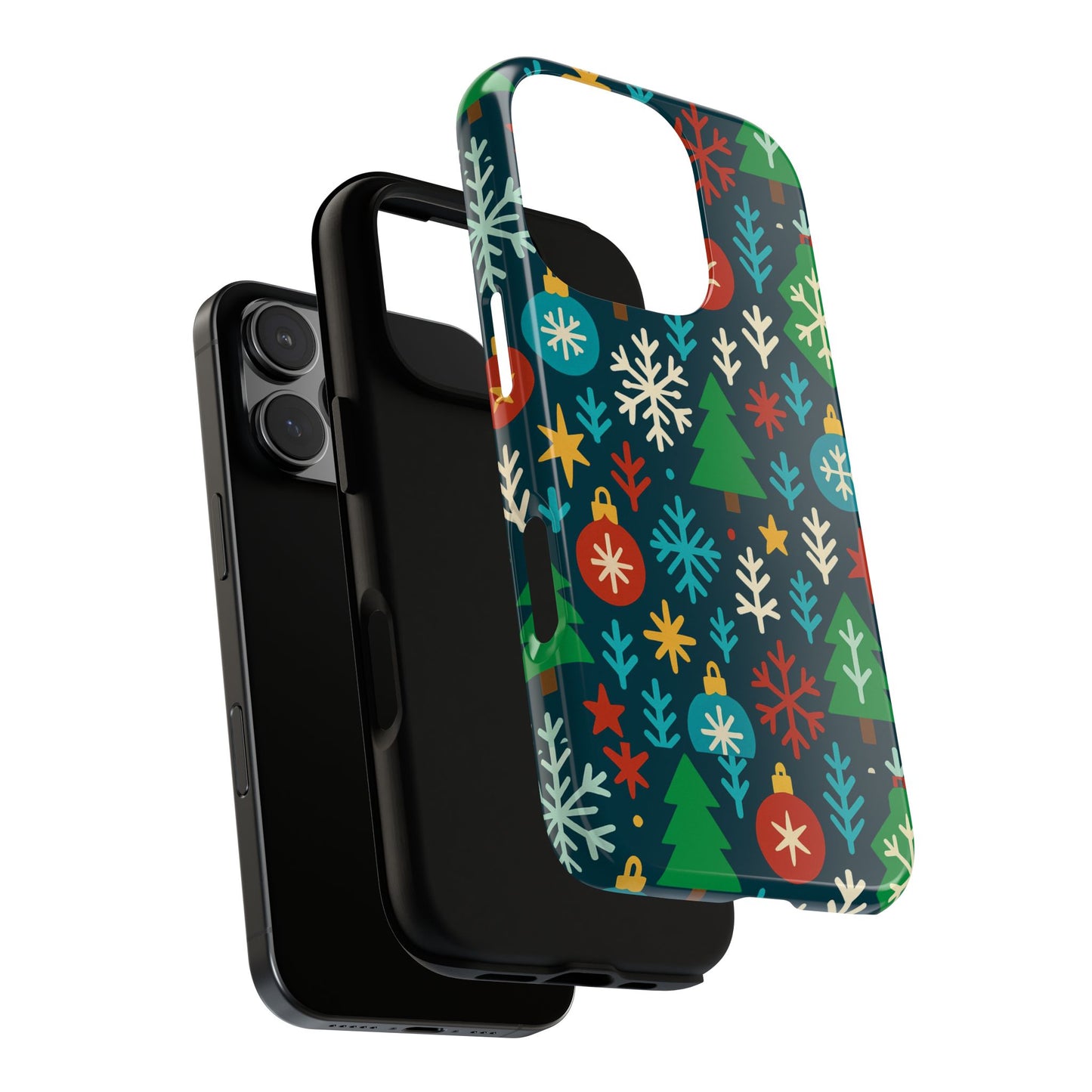 multicolour 3d wrap protective phone case with retro christmas design for stylish protection – compatible with iphone 13, 14, 15 & 16 – all models including pro, pro max & plus