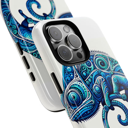 Vibrant 3D Wrap Protective Phone Case with Blue Chameleon Design, Creative Accessory for Unique Style, Compatible with iPhone 13, 14, 15 & 16 – all models including Pro, Pro Max & Plus