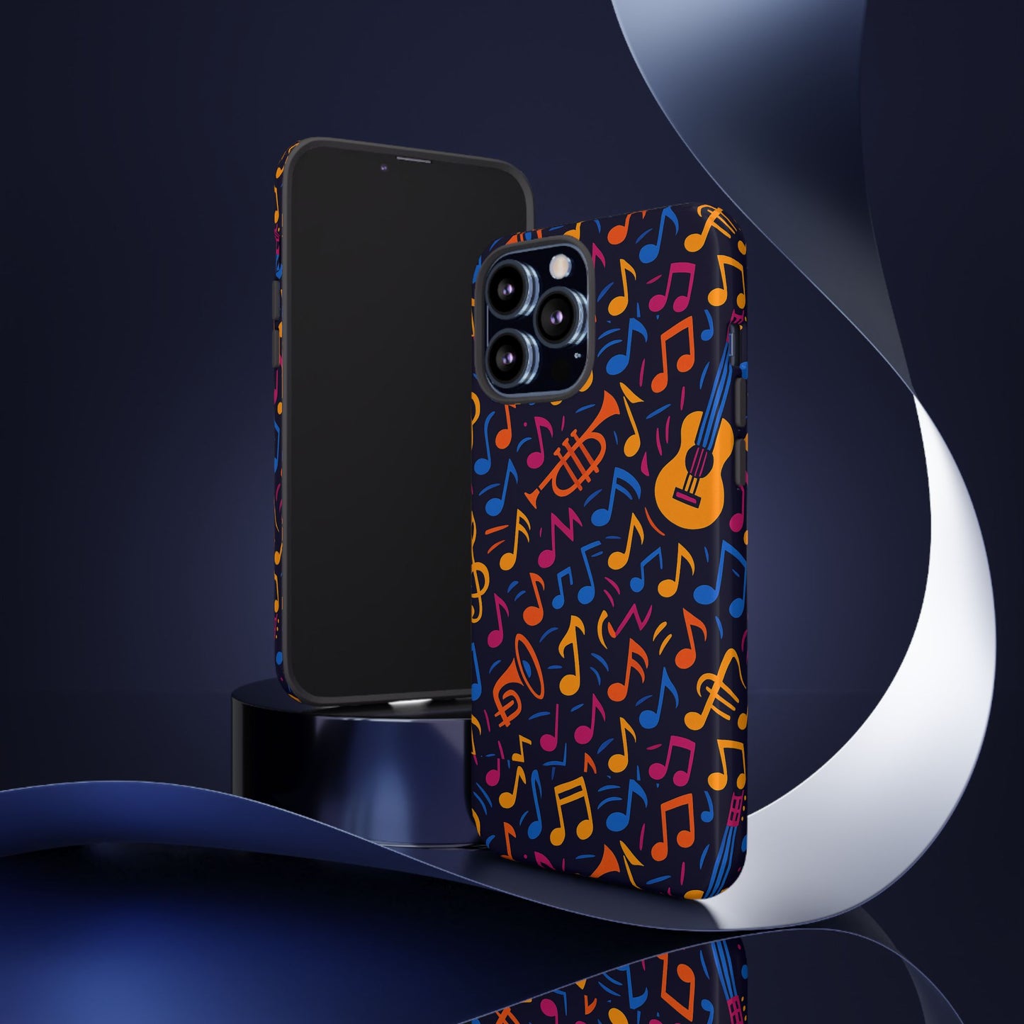 multicolour music themed protective phone case with 3d design for stylish protection – compatible with iphone 13, 14, 15 & 16 – all models including pro, pro max & plus