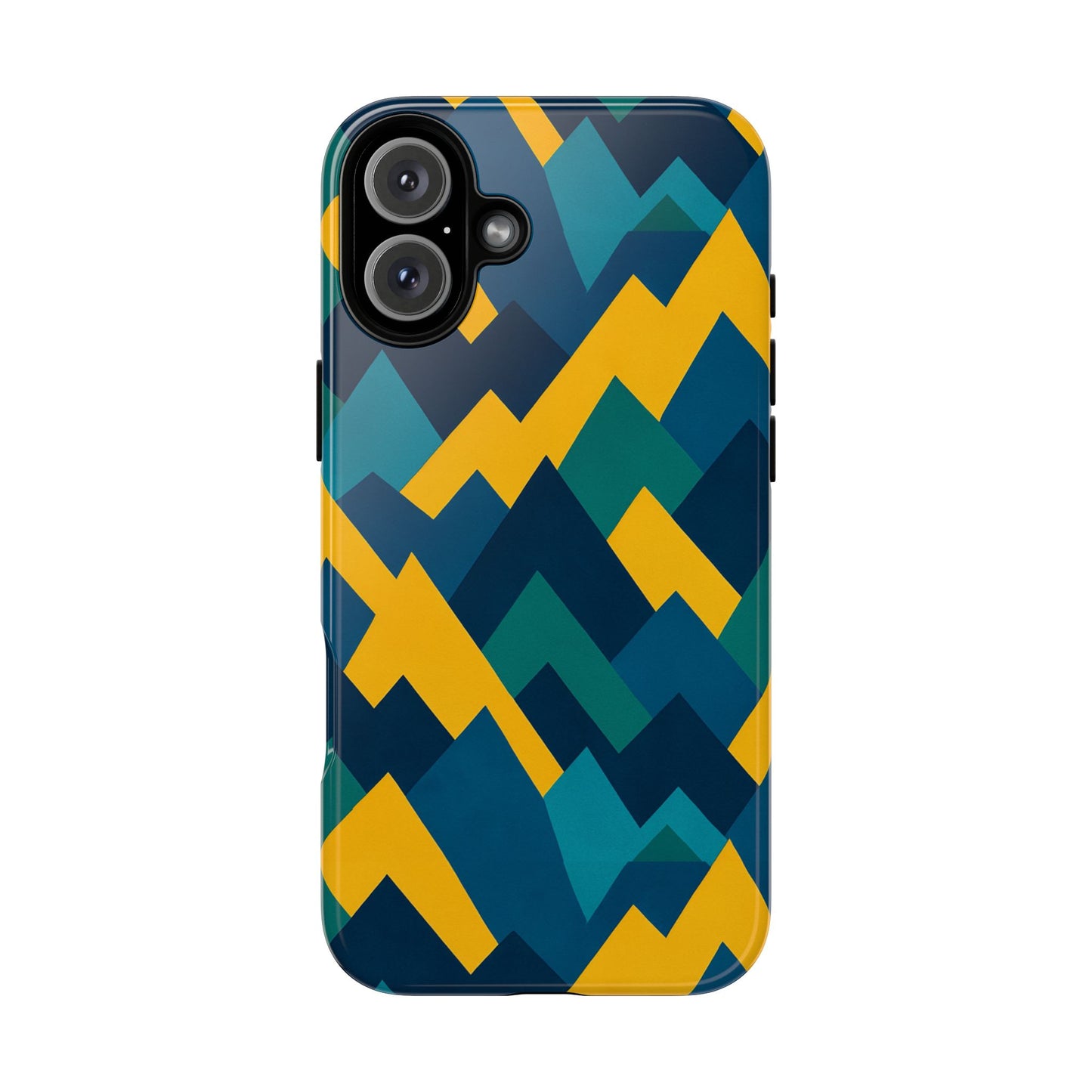 vibrant geometric mountain design protective phone case for unique style and durable protection compatible with iphone 13, 14, 15 & 16 – all models including pro, pro max & plus