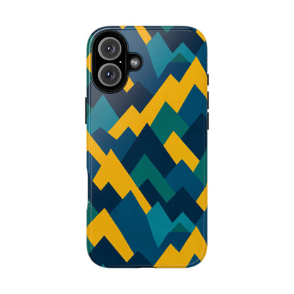 Vibrant Geometric Mountain Design Protective Phone Case for Unique Style and Durable Protection Compatible with iPhone 13, 14, 15 & 16 – all models including Pro, Pro Max & Plus