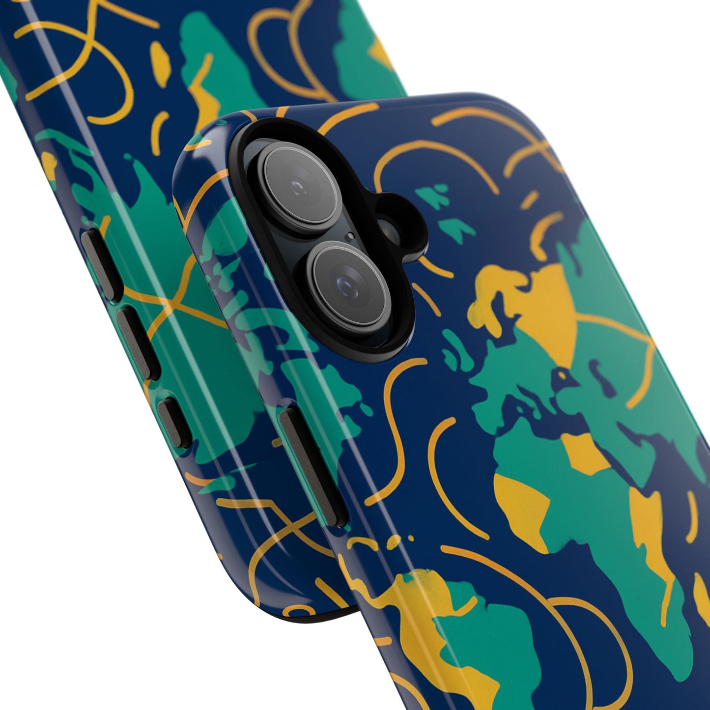 multicolour geometric map 3d wrap protective phone case for men and women, stylish shockproof accessory, compatible with iphone 13, 14, 15 & 16 – all models including pro, pro max & plus